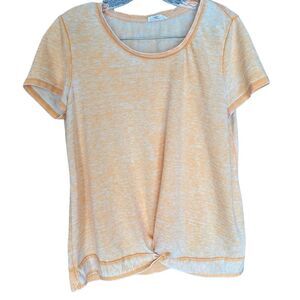 Jack & Delaney Short Sleeve Distressed Top Tee Twist Front Orange Size Large